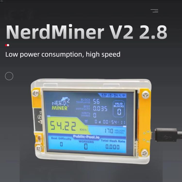 NerdMiner V2 Pantalla inteligente de 2,8 pulgadas Lotería de criptomonedas en solitario