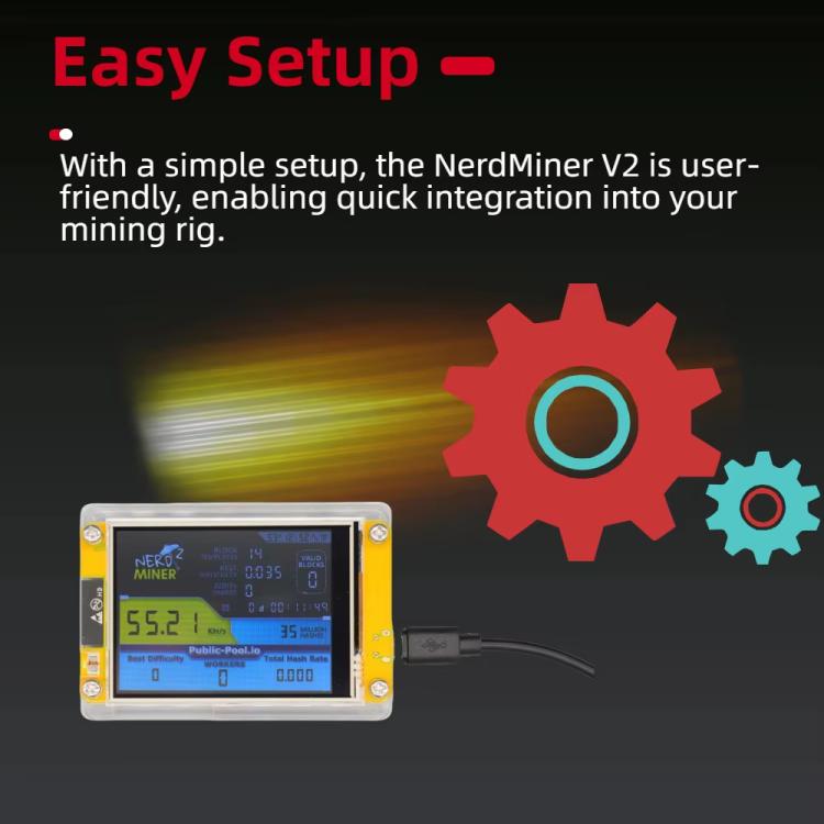 NerdMiner V2 Pantalla inteligente de 2,8 pulgadas Lotería de criptomonedas en solitario