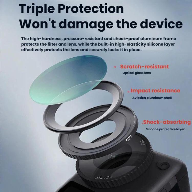 Kit de filtros 4 en 1 para cámara DJI Osmo Action 6: filtros CPL/ND8/ND16/ND32 para lentes.