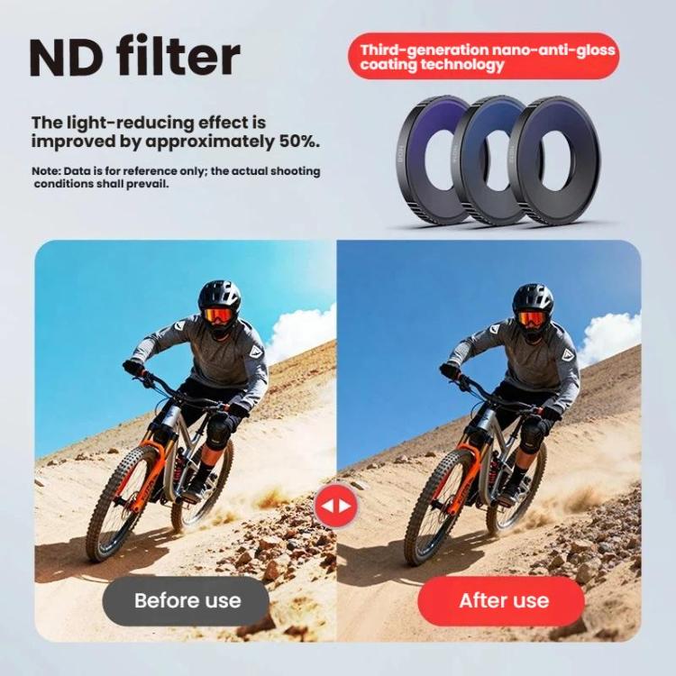 Kit de filtros 4 en 1 para cámara DJI Osmo Action 6: filtros CPL/ND8/ND16/ND32 para lentes.
