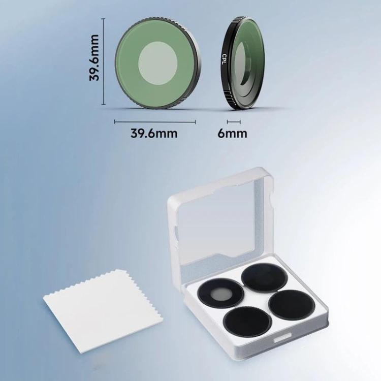 Kit de filtros 4 en 1 para cámara DJI Osmo Action 6: filtros CPL/ND8/ND16/ND32 para lentes.
