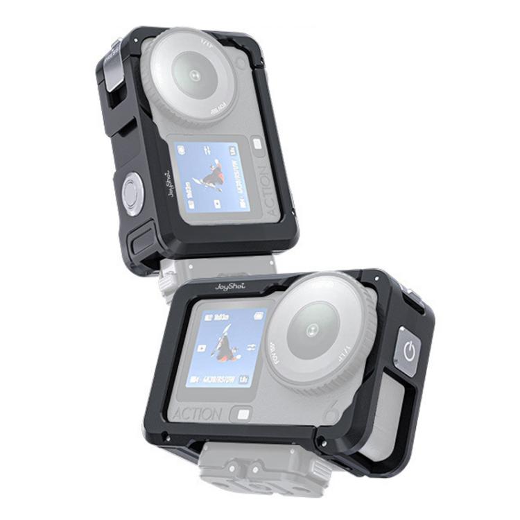 Jaula metálica de doble apertura para DJI Osmo Action 6 Joyshot, marco protector de aluminio con orificios para tornillos de 1/4 de pulgada y soporte para zapata fría., Dual-Open Cage