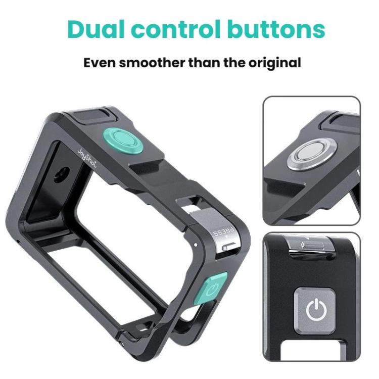 Jaula metálica de doble apertura para DJI Osmo Action 6 Joyshot, marco protector de aluminio con orificios para tornillos de 1/4 de pulgada y soporte para zapata fría., Dual-Open Cage
