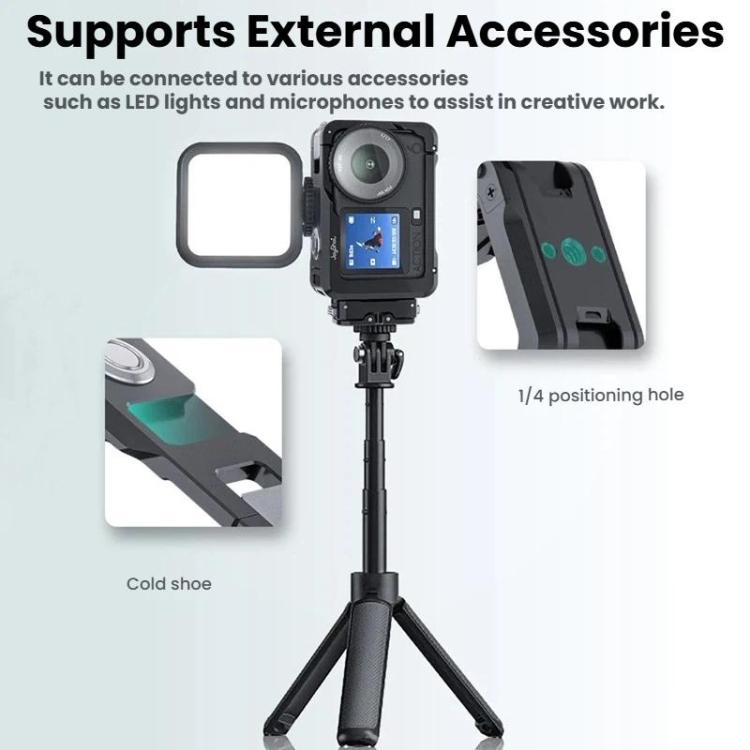 Jaula metálica de doble apertura para DJI Osmo Action 6 Joyshot, marco protector de aluminio con orificios para tornillos de 1/4 de pulgada y soporte para zapata fría., Dual-Open Cage