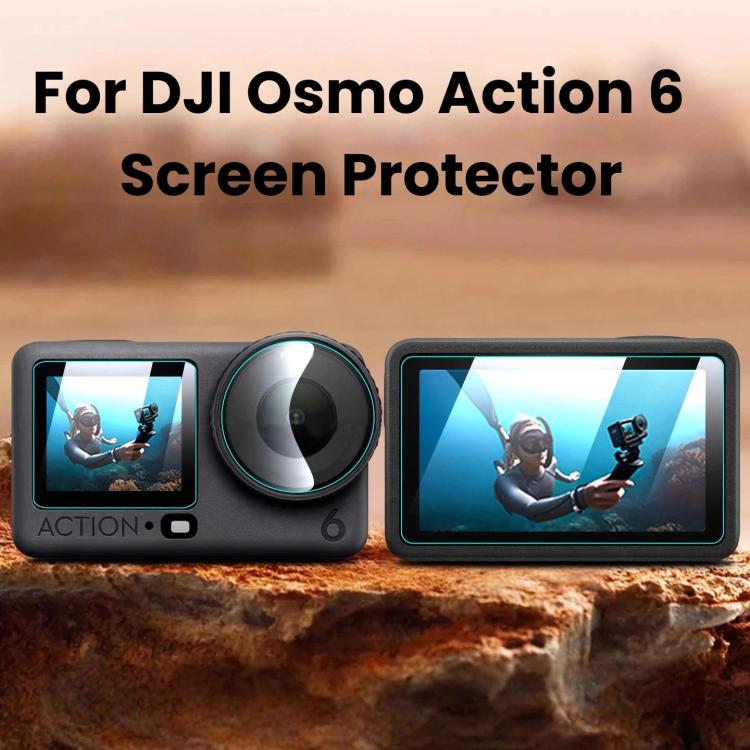 Kit de protector de pantalla de vidrio templado HD transparente para DJI Osmo Action 6, 1-Pack, 2-Pack