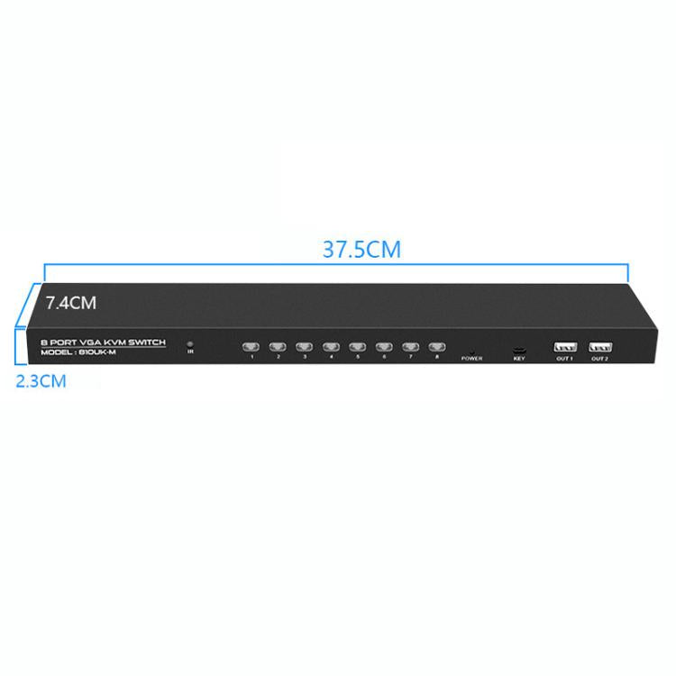 Convertidor KVM VGA de 8 entradas y 1 salida para compartir monitor entre múltiples ordenadores con mando a distancia por infrarrojos., FJGEAR 810UK-M