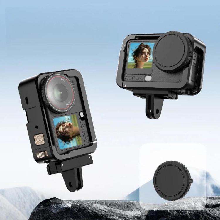 Jaula de aleación de aluminio expandible con marco protector y tapa de lente de silicona para DJI Osmo Action 6, Alloy Cage