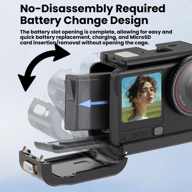 Jaula de aleación de aluminio expandible con marco protector y tapa de lente de silicona para DJI Osmo Action 6, Alloy Cage