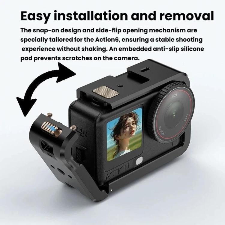 Jaula de aleación de aluminio expandible con marco protector y tapa de lente de silicona para DJI Osmo Action 6, Alloy Cage