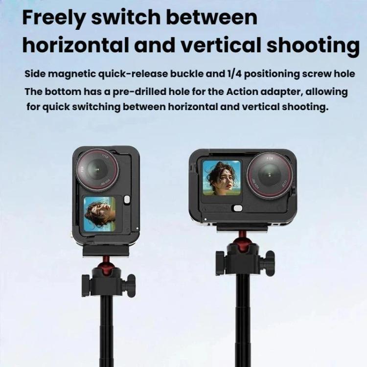 Jaula de aleación de aluminio expandible con marco protector y tapa de lente de silicona para DJI Osmo Action 6, Alloy Cage