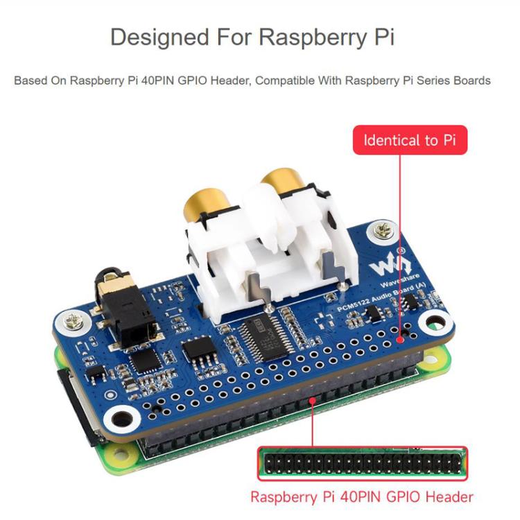 Tarjeta de sonido de audio DAC HIFI I2S para Raspberry Pi con interfaz GPIO de 40 pines, codificación y decodificación estéreo., 32223