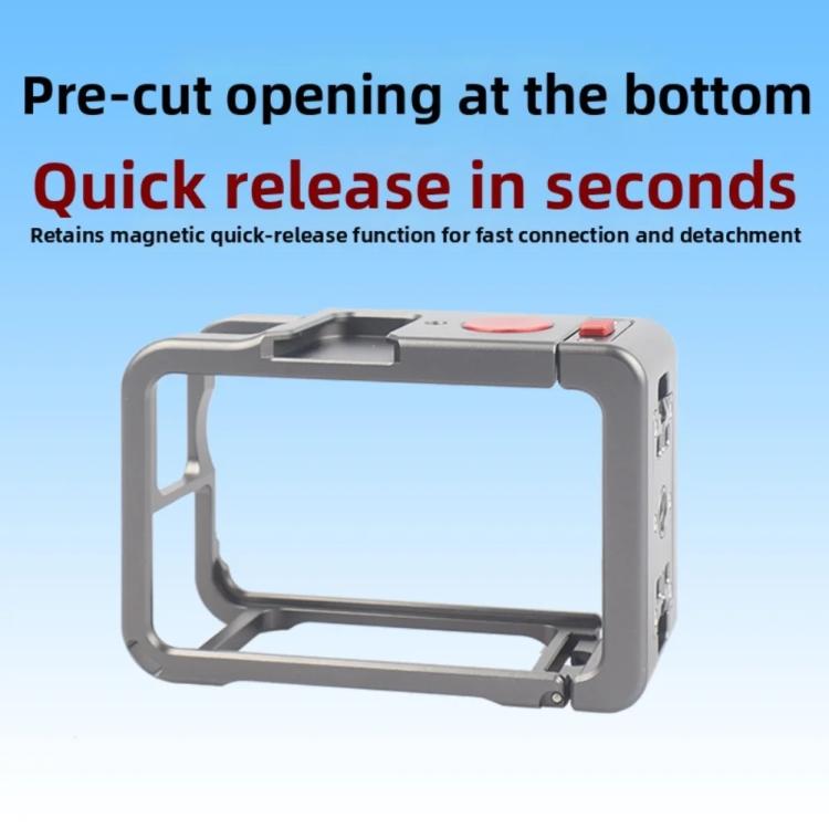 Jaula de extensión metálica protectora con soporte para zapata fría para DJI Osmo Action 6, Gray Cage
