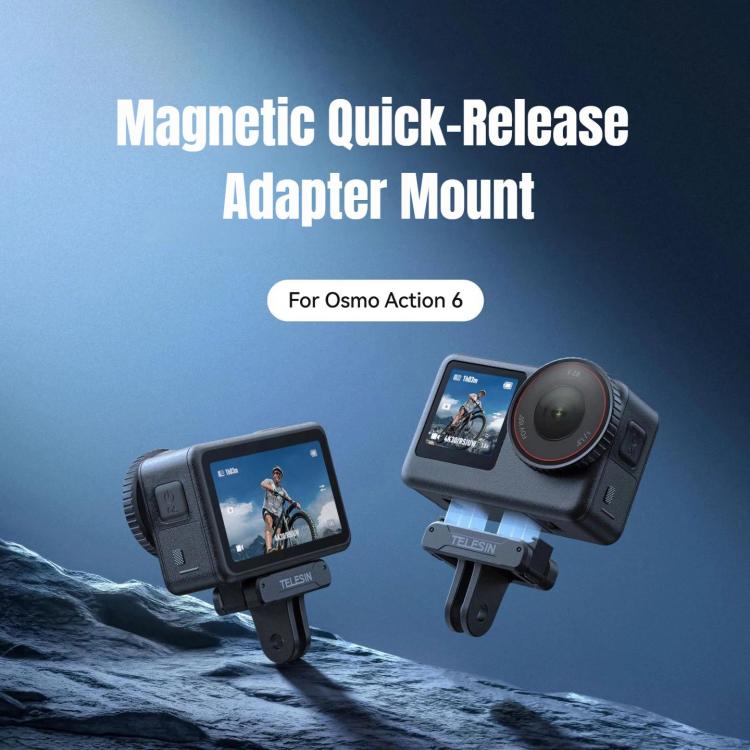 Adaptador de montaje de liberación rápida magnético TELESIN con base de dos garras para DJI Osmo Action 6, TELESIN Adapter