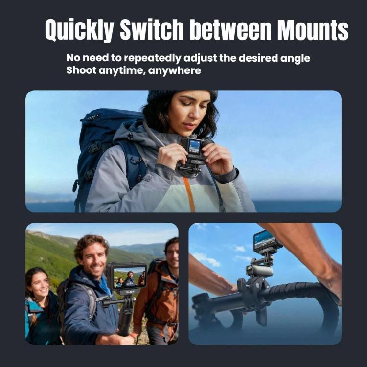 Adaptador de montaje de liberación rápida magnético TELESIN con base de dos garras para DJI Osmo Action 6, TELESIN Adapter