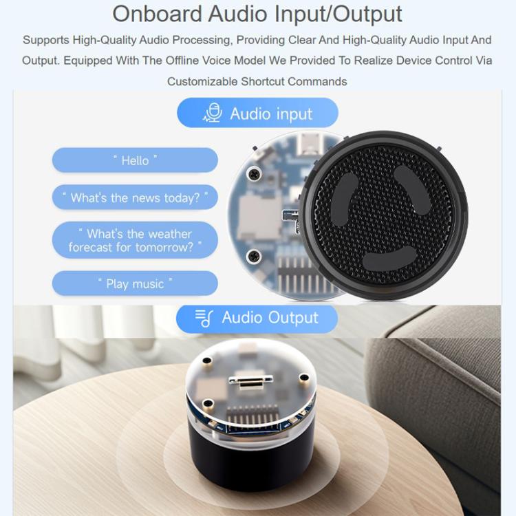 Placa de desarrollo de altavoz inteligente con IA WAVESHARE ESP32-S3, micrófono dual, reducción de ruido, cancelación de eco y efecto de luz RGB envolvente., No Battery, With Battery