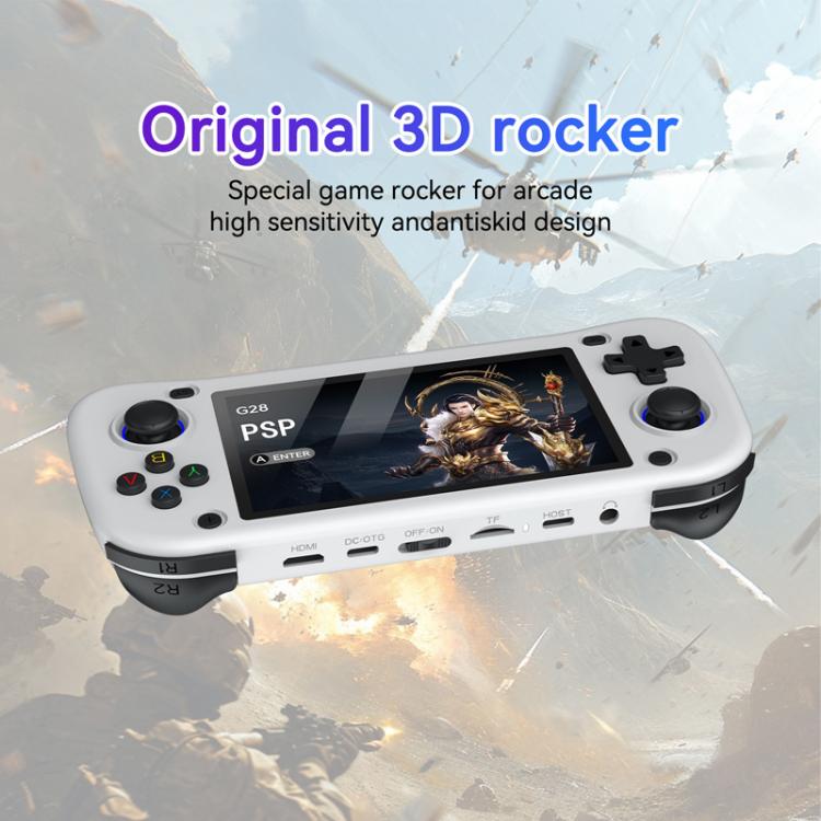 Consola de juegos portátil de código abierto G28, pantalla IPS HD de 4,3 pulgadas, procesador ARM Quad-Core Cortex-A7 de 1,3 GHz, 64 GB.