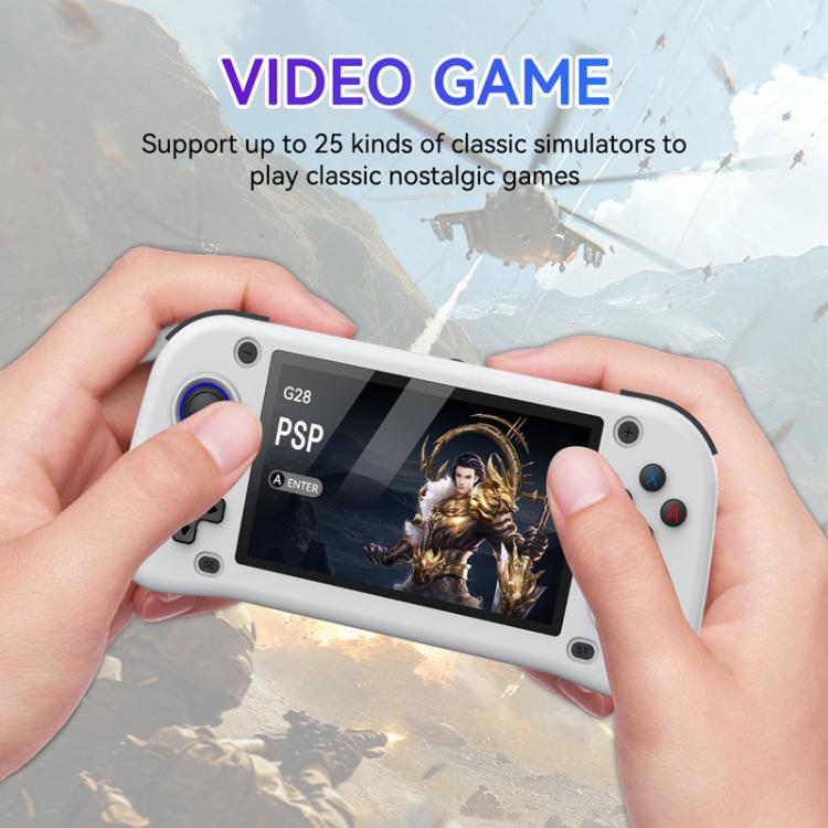 Consola de juegos portátil de código abierto G28, pantalla IPS HD de 4,3 pulgadas, procesador ARM Quad-Core Cortex-A7 de 1,3 GHz, 64 GB.