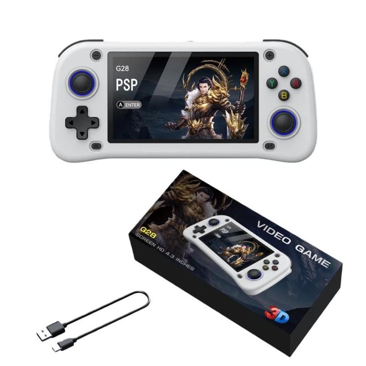 Consola de juegos portátil de código abierto G28, pantalla IPS HD de 4,3 pulgadas, procesador ARM Quad-Core Cortex-A7 de 1,3 GHz, 64 GB.