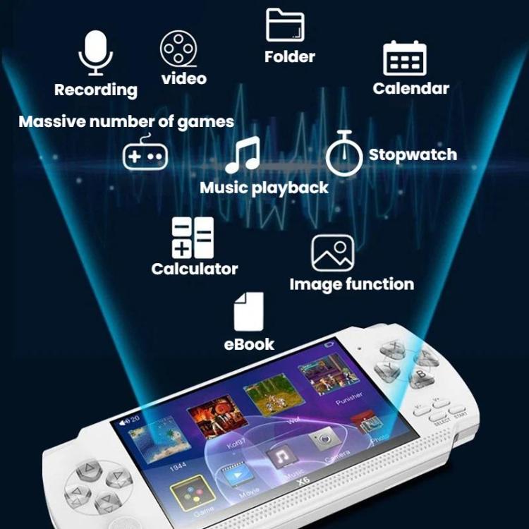 Consola de juegos portátil X6 Pocket de 4,3 pulgadas HD., 8G With Camera, 32G No Camera