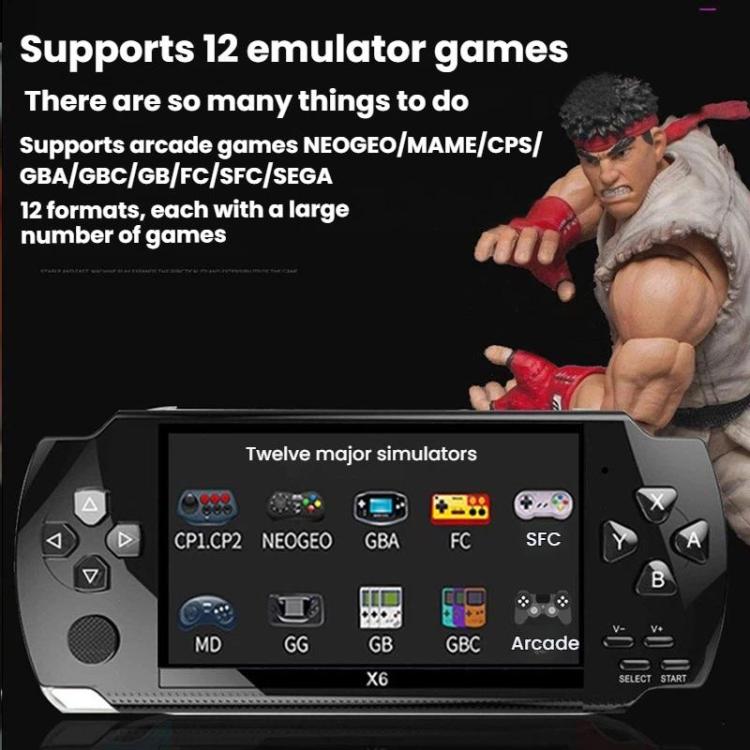 Consola de juegos portátil X6 Pocket de 4,3 pulgadas HD., 8G With Camera, 32G No Camera