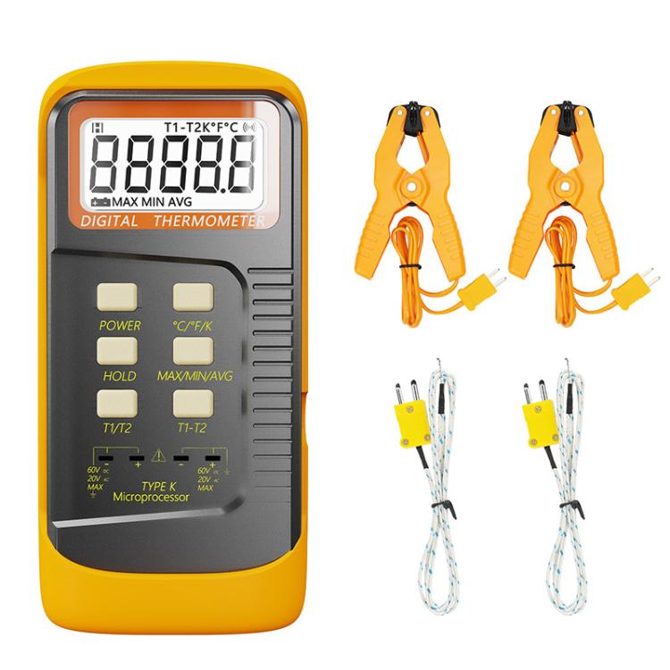 Termómetro industrial de contacto con pinza de temperatura de doble canal