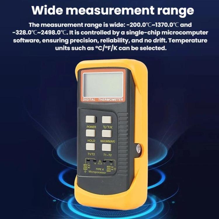Termómetro industrial de contacto con pinza de temperatura de doble canal