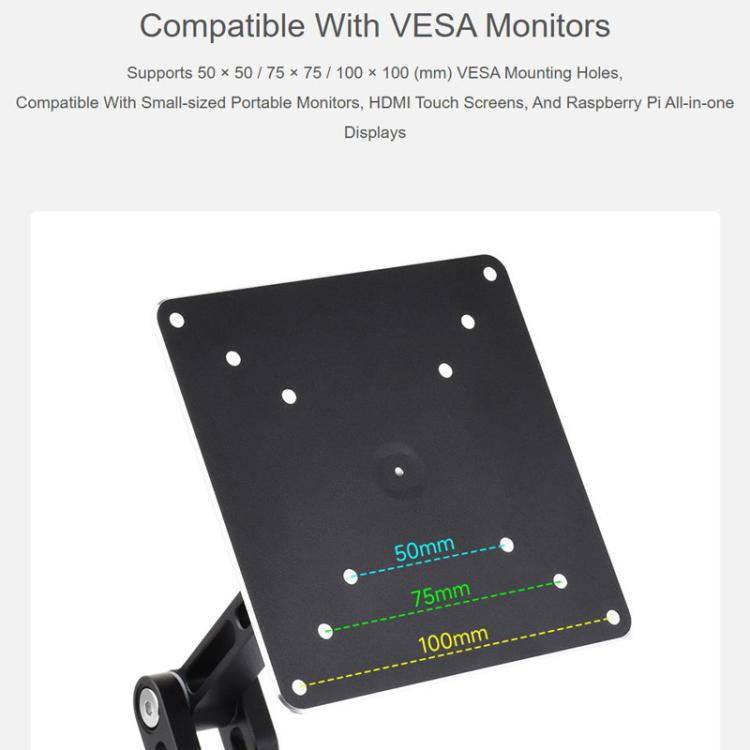 Soporte de pantalla portátil VESA para monitor de hasta 19 pulgadas con rotación multieje ajustable, 19 Inch VESA