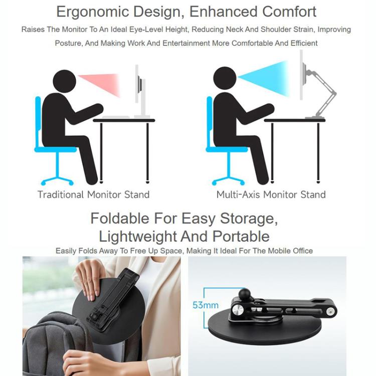 Soporte de pantalla portátil VESA para monitor de hasta 19 pulgadas con rotación multieje ajustable, 19 Inch VESA