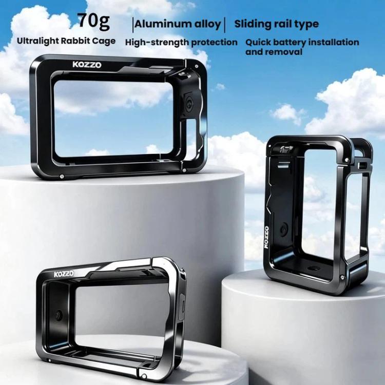 Cámara deportiva Kozzo DJ101 con jaula metálica tipo conejo, doble apertura, aleación de aluminio y bisel protector expandible., For DJI Osmo Action 6