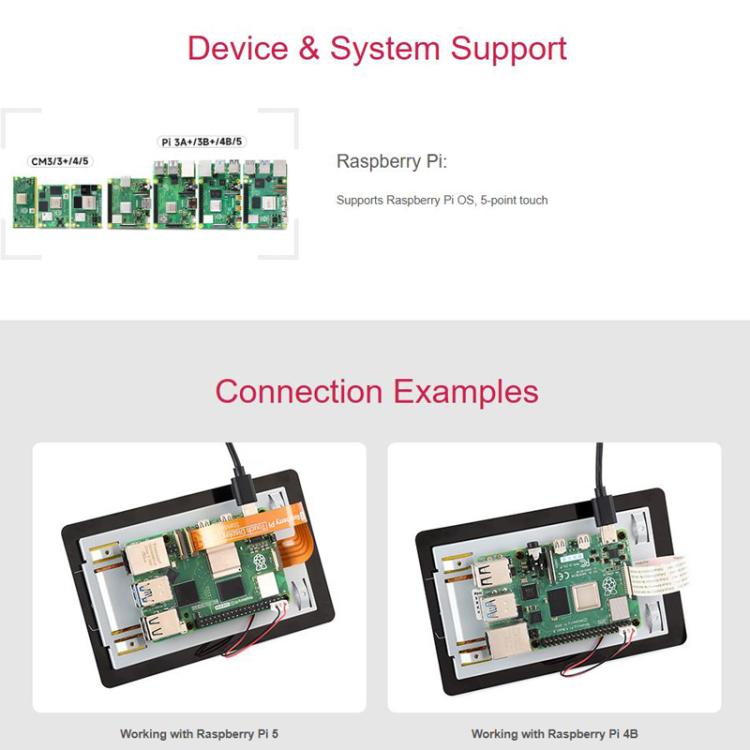 Pantalla táctil capacitiva IPS de 5 puntos y 5 pulgadas WAVESHARE para Raspberry Pi 2, 32383
