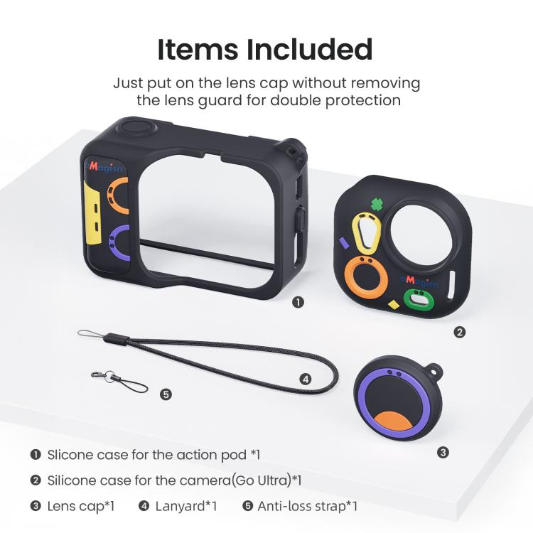 Funda de silicona colorida y divertida para cámara Insta360 Go Ultra aMagisn.