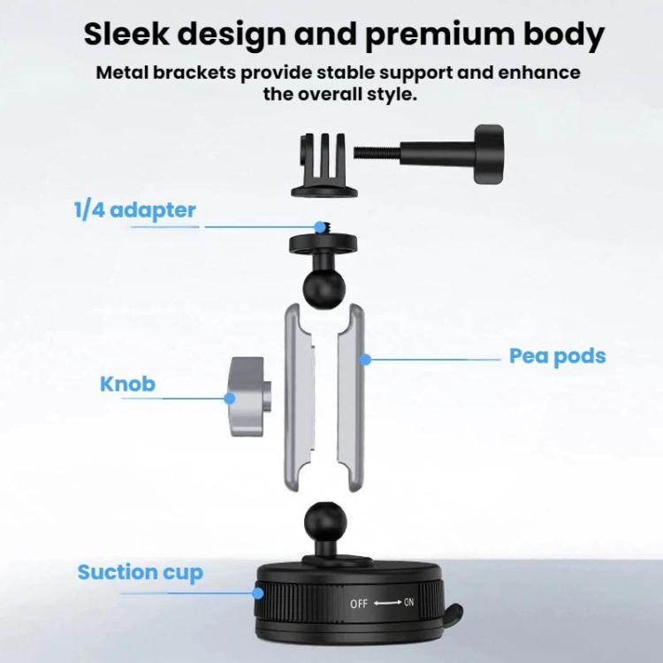 Soporte de ventosa para coche Flymile para DJI Osmo Pocket 3 / Osmo Action 6 / 5 Pro