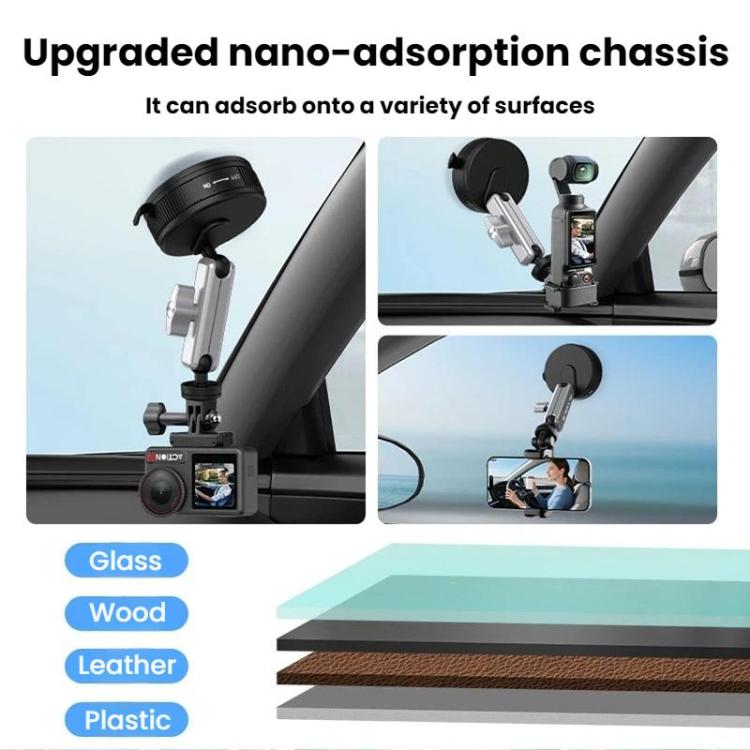 Soporte de ventosa para coche Flymile para DJI Osmo Pocket 3 / Osmo Action 6 / 5 Pro