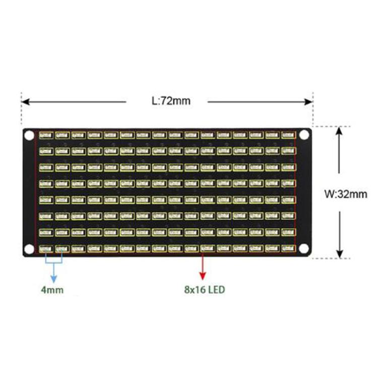 Módulo de pantalla LED matricial 8x16 con comunicación I2C y compatible con 3,3-5 V.