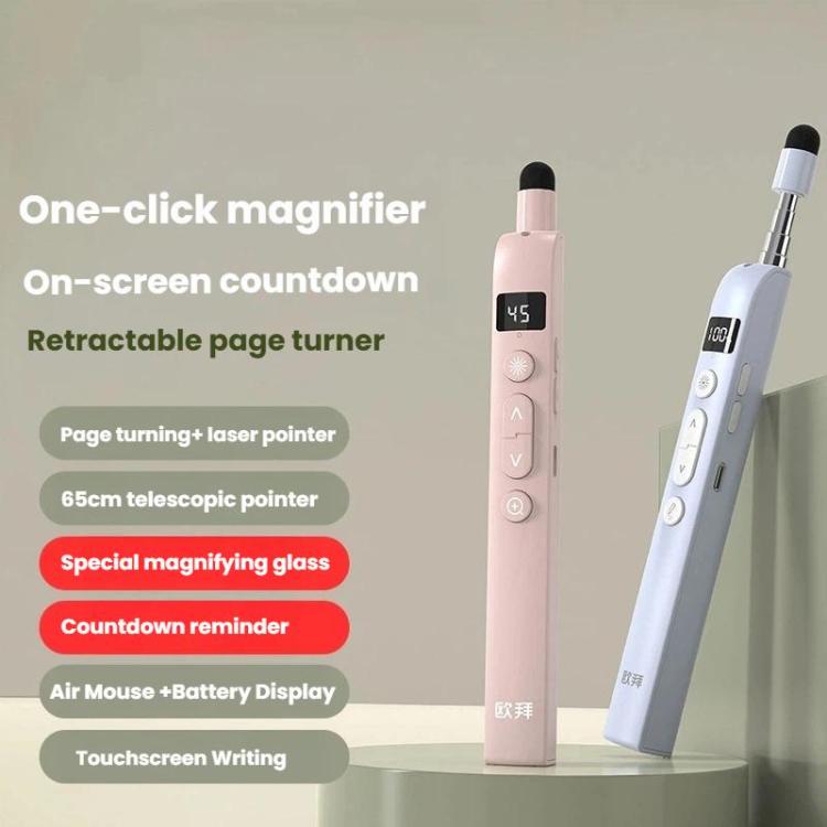 Puntero de presentación OUBAI T10S con lupa y ratón aéreo, láser rojo, escritura en pantalla, temporizador, Plug & Play.