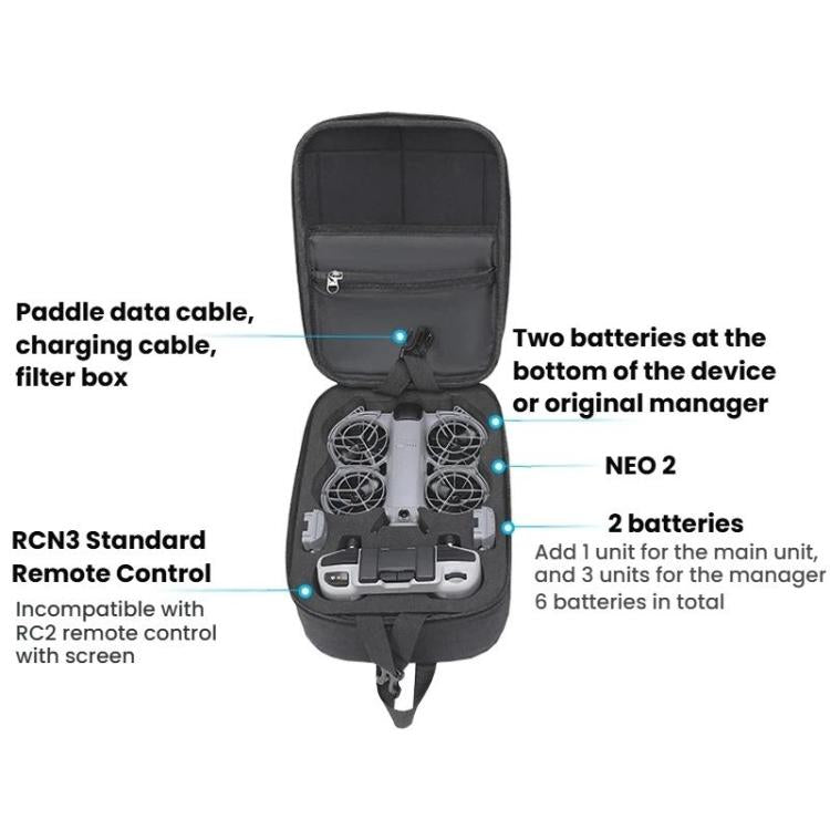 Bolsa organizadora mini para el pecho para DJI Neo 2 BKano Outdoor Portable Hard Shell Smooth Fly Kit, Chest Bag(Black)