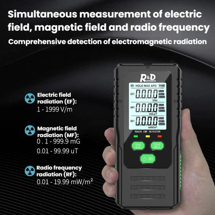 R&D INSTRUMEMTS RD630 Detector de campo eléctrico y campo magnético 3 en 1, probador de radiación electromagnética, RD630