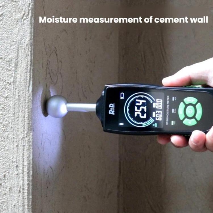 Medidor de humedad de madera esférico MT68 de R&D INSTRUMENTS con alarma de pantalla digital
