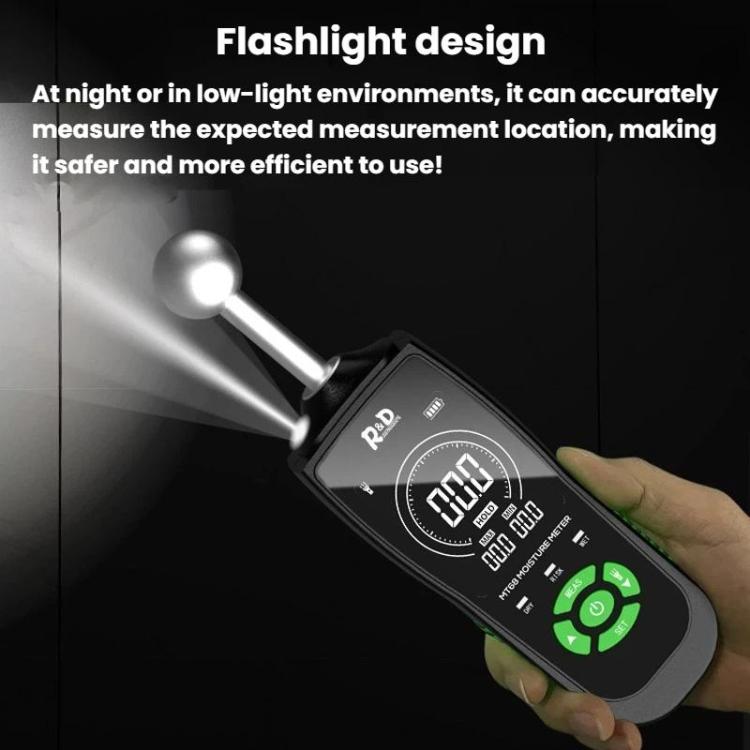 Medidor de humedad de madera esférico MT68 de R&D INSTRUMENTS con alarma de pantalla digital