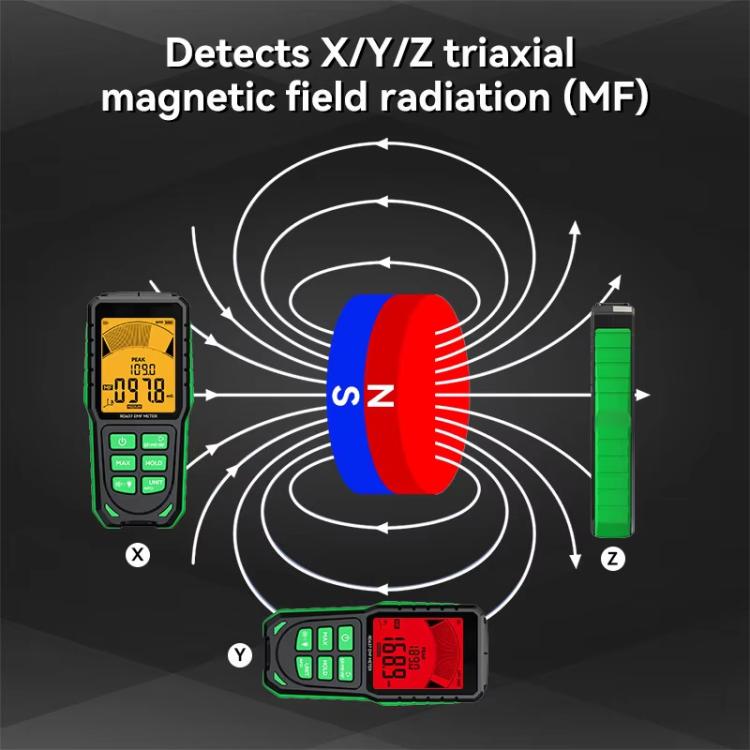 Probador de radiación electromagnética recargable RD637 3 en 1 con pantalla digital y alarma, de R&D INSTRUMENTS, RD637