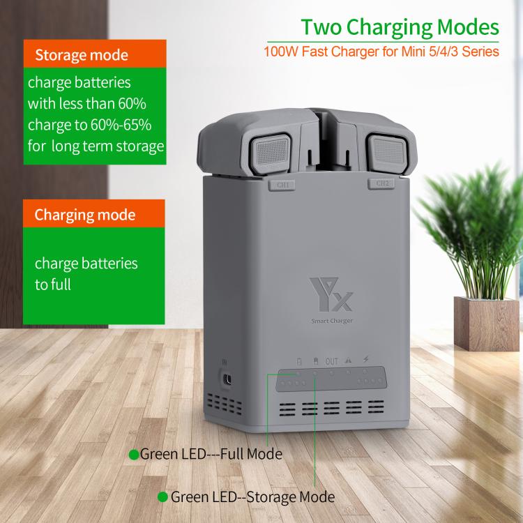Cargador de batería YX de 100 W para DJI Mini 5 Pro/Mini 4 Pro/Mini 3 Pro/Mini 3, estación de carga de doble canal., 100W