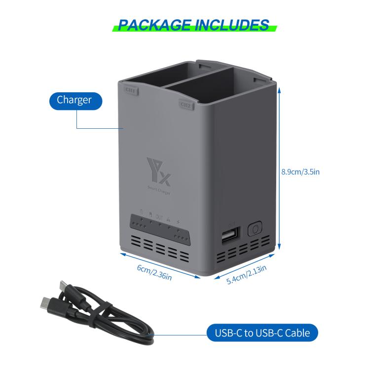Cargador de batería YX de 100 W para DJI Mini 5 Pro/Mini 4 Pro/Mini 3 Pro/Mini 3, estación de carga de doble canal., 100W