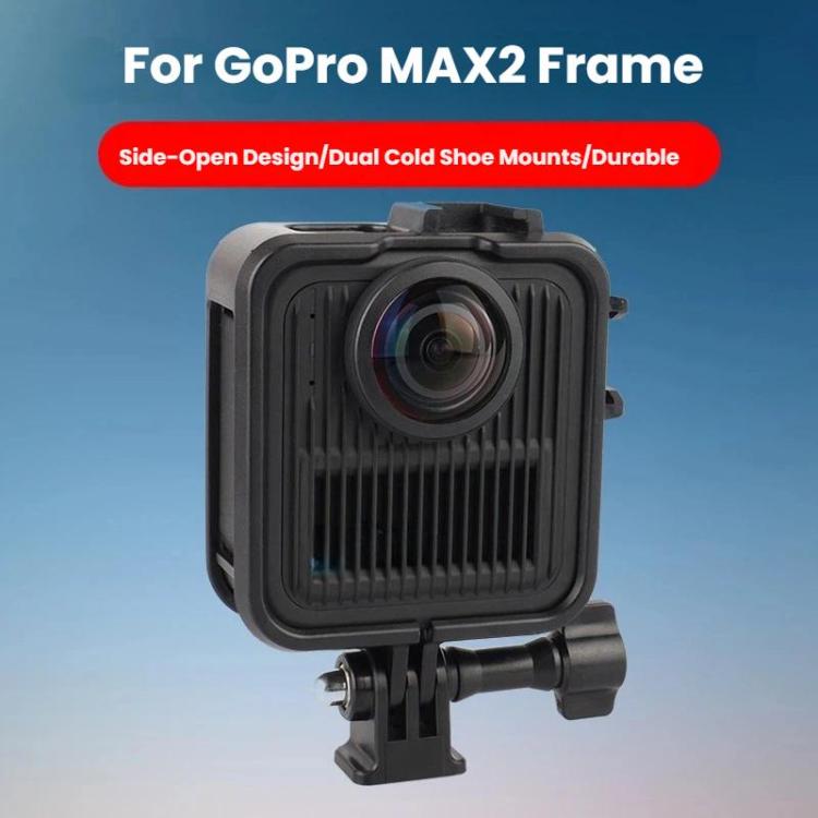 Jaula protectora de plástico con apertura lateral y doble soporte para zapata fría para GoPro MAX2, Plastic Frame