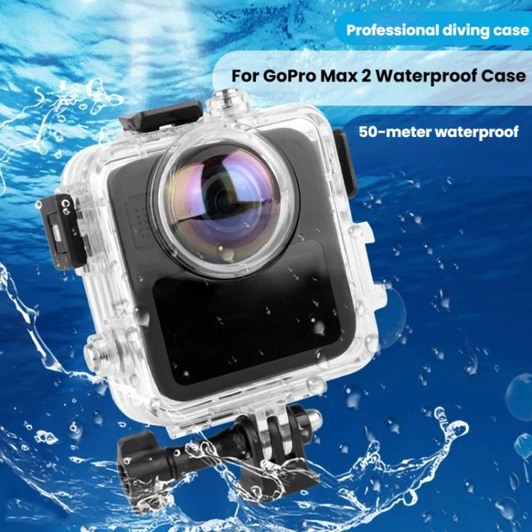 Carcasa impermeable para GoPro MAX2, estuche de buceo de 50 m, carcasa protectora antivaho., Waterproof case