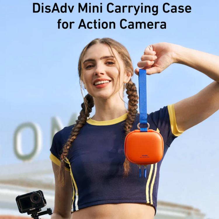 Estuche rígido mini TELESIN DisAdv para cámaras de acción, bolsa de almacenamiento universal con correa para la muñeca.
