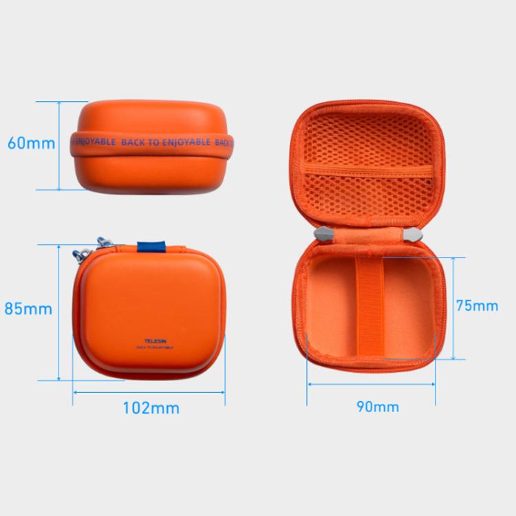 Estuche rígido mini TELESIN DisAdv para cámaras de acción, bolsa de almacenamiento universal con correa para la muñeca.