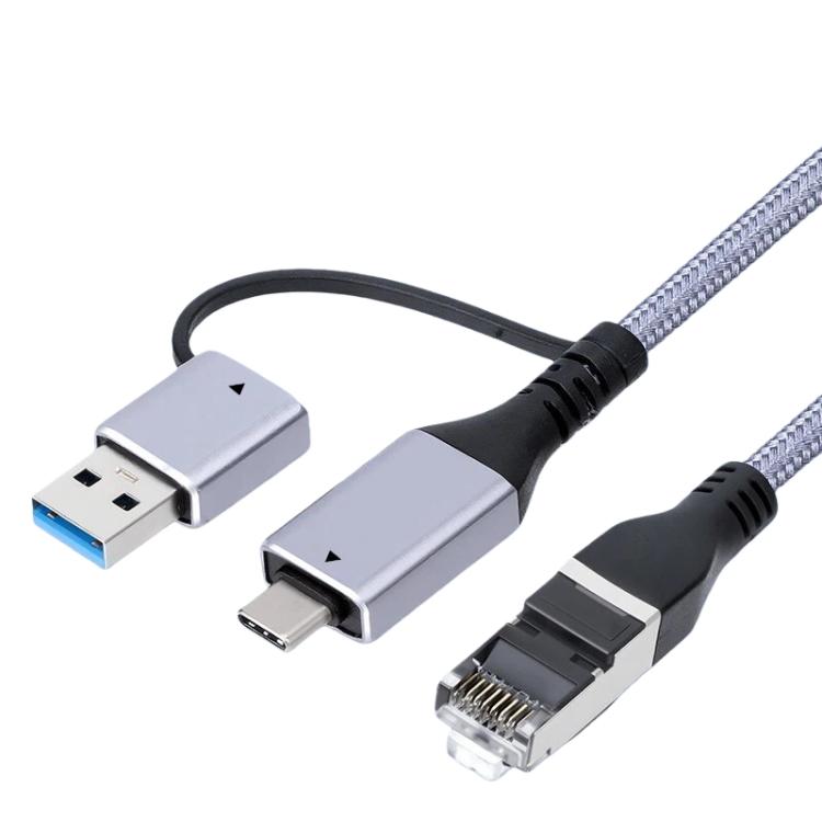 Convertidor de cable LAN Ethernet Gigabit USB-C/USB 3.0 a RJ45, 2-in-1 Ethernet Cable
