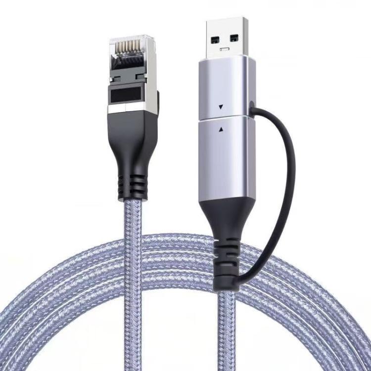 Convertidor de cable LAN Ethernet Gigabit USB-C/USB 3.0 a RJ45, 2-in-1 Ethernet Cable