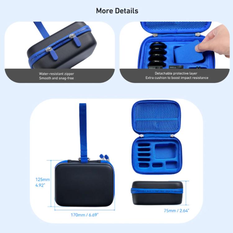 Bolsa de transporte y almacenamiento TELESIN DisAdv Medium de carcasa rígida para DJI Osmo Action 6 / 5 Pro / 4 / 3