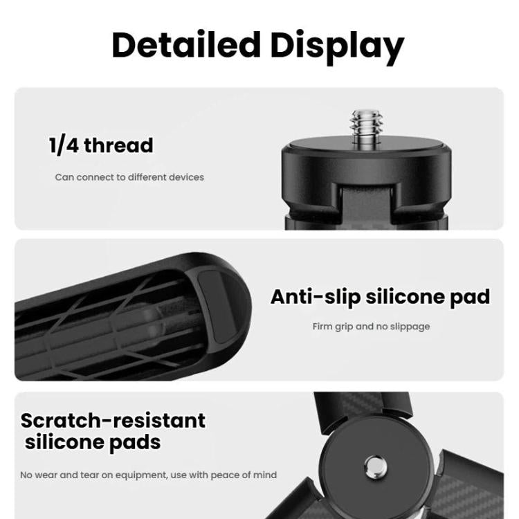 Trípode de escritorio mini LKTOP con rosca de 1/4 de pulgada para cámaras de acción y teléfonos inteligentes.